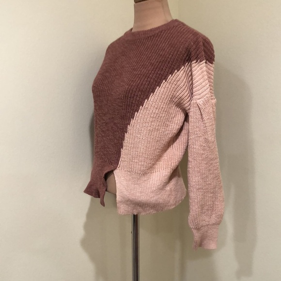 Anthropologie Skies Are Blue Sweater Size Medium Mauve Dusty Pink Puff Sleeve - Picture 4 of 11